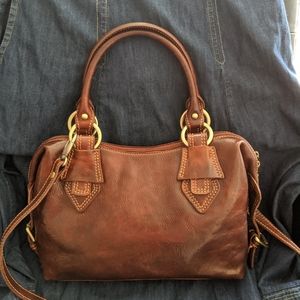 Cognac leather satchel handmade in Florence, Italy